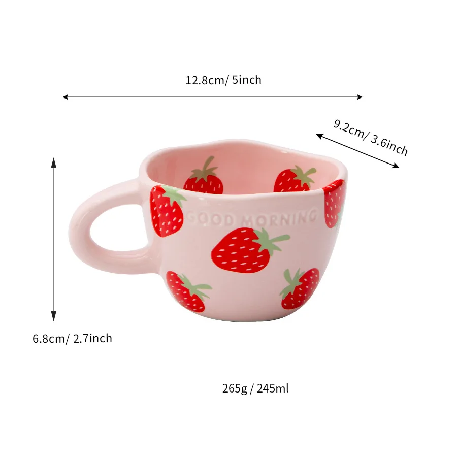 Custom 250ml/8.5oz Pink Strawberry Ceramic Coffee Cup cloud mug
