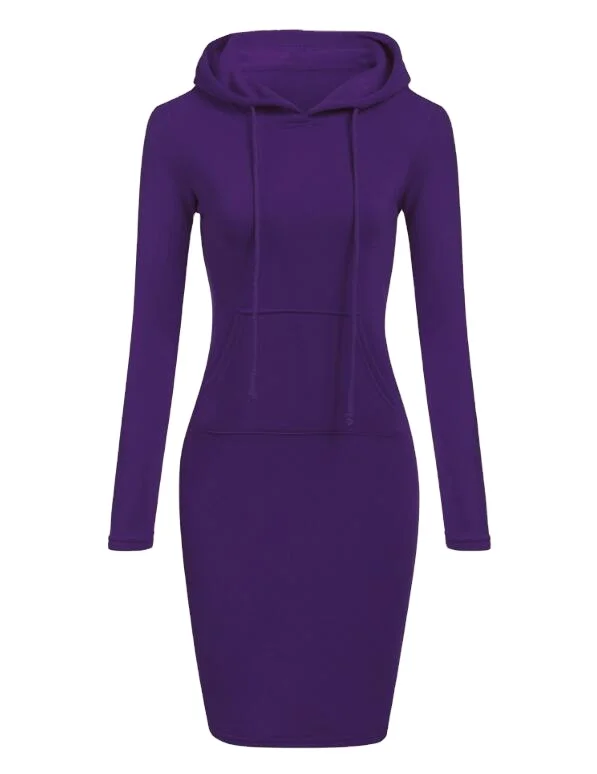 Pockets Hoodie Dress Oversized Street Wear Print Women Long Sleeve Casual OEM Service Terry Adults Midi Autumn Knitted Hooded