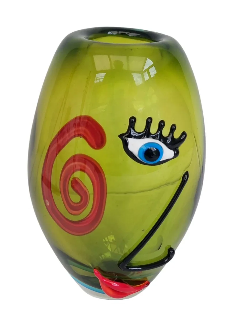 Wholesale Modern Tall Custom Colored Luxury Hand Blown Murano Decor Face Design Glass Vase