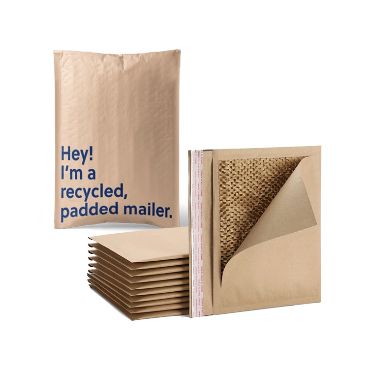 Honeycomb Cushion Courier Mailer Shipping Mailing Bags Eco Friendly Compostable Corrugated Kraft Paper Padded Bubble Envelopes