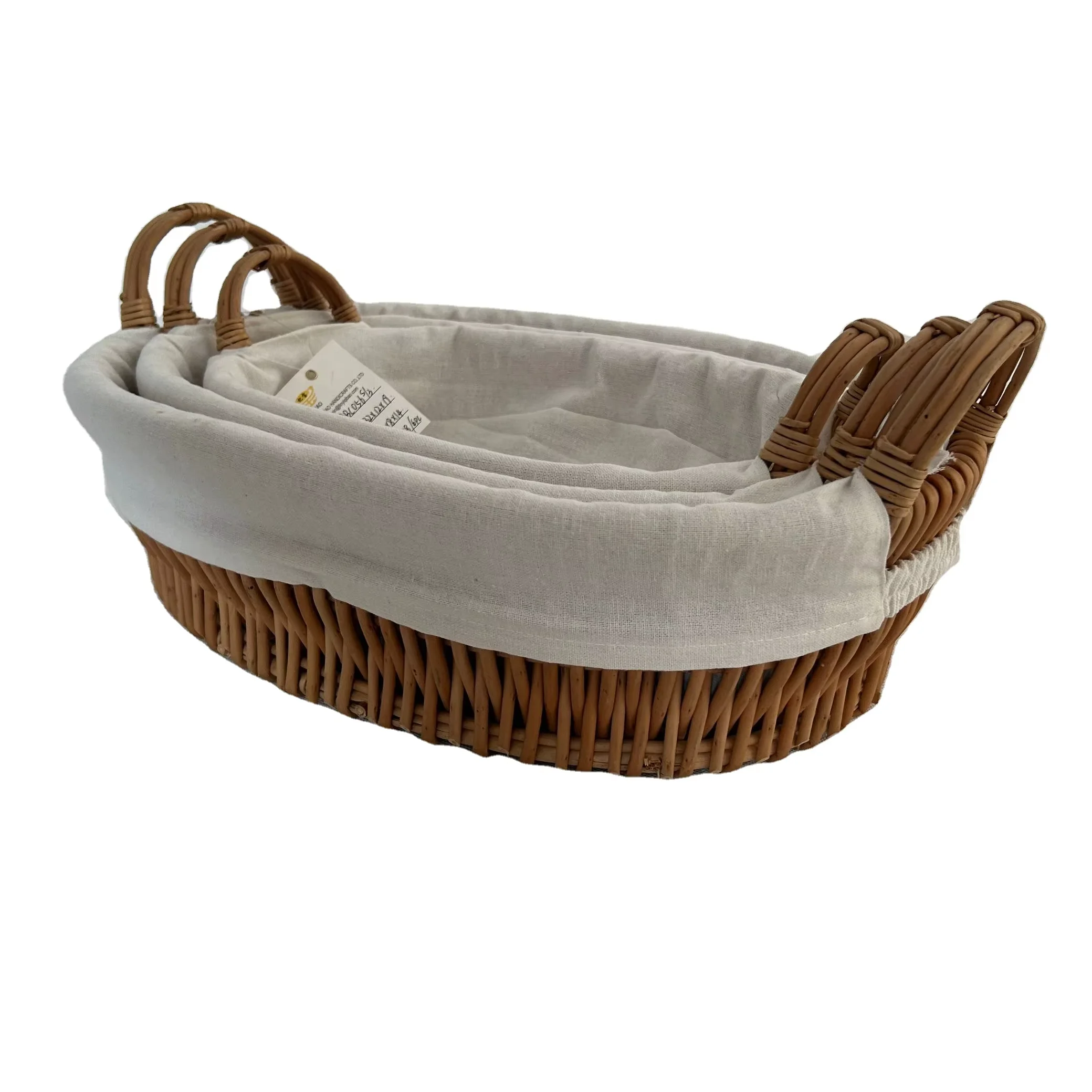 Handmade Decorative Woven Wicker Fruit Bread Picnic Basket Set And Small Willick Breakfast Storage Basket With Lining
