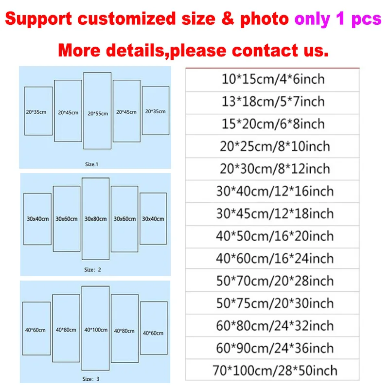 5 Panel Home Decoration Surah Ikhlas Quran Arabic Calligraphyme Picture wall canvas painting