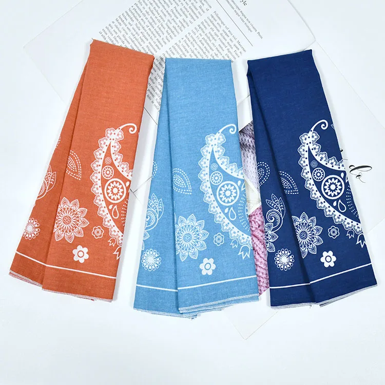Wholesale Outdoor Sports Hip Hop Dress Up Riding Magic Bandana Cashew Flower Custom Cotton Square Scarf