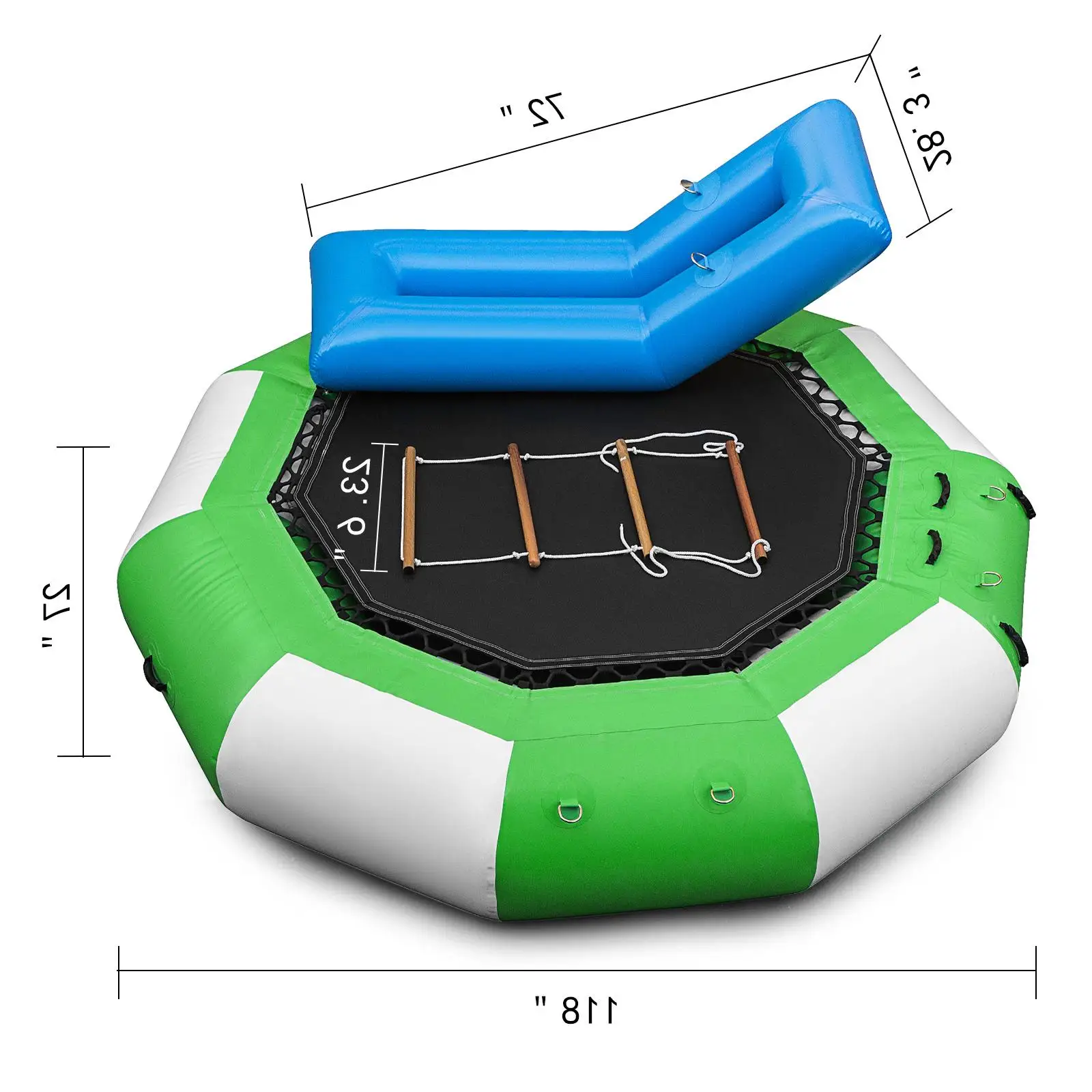 10 13 17FT Inflatable Water Trampoline Floating Island Lake Raft Bouncer Anchor Kids