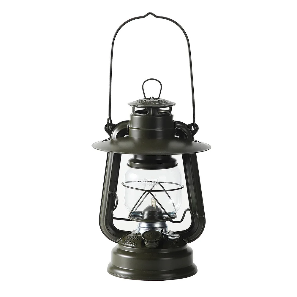 LED Vintage Glass Oil Camping Lantern Light Large Capacity Hanging Kerosene Lamp for Outdoor  Camping Decoration