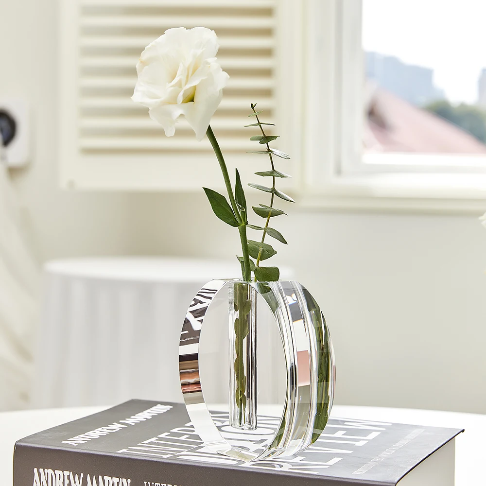 Quality Assurance Home Accessories Black Crystal Glass Vase Wedding Tabletop Decor Nordic Style Crystal Vase