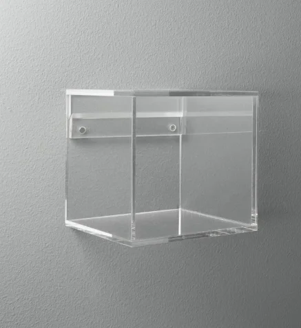 Wall mounted clear acrylic display box with lid, clear acrylic book display case
