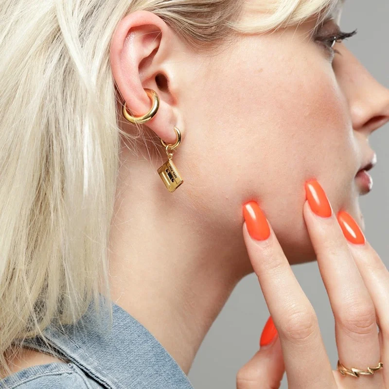 Milskye creative jewelry gold plated 18k silver 925 radio video tape charm hoop earrings