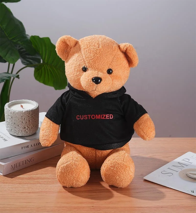 Custom Branded Promotional Teddy Bear Stuffed Animal in T-Shirt Unisex Soft Plush Toy for Kids and Adults