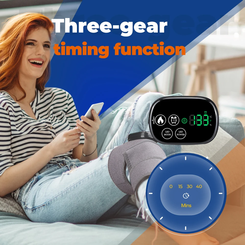 3-In-1 Wireless Electric Knee Massager 660nm 850nm Infrared Light Therapy Elbow Pads Shoulder Wrap Brace Pain Relief Heating Pad