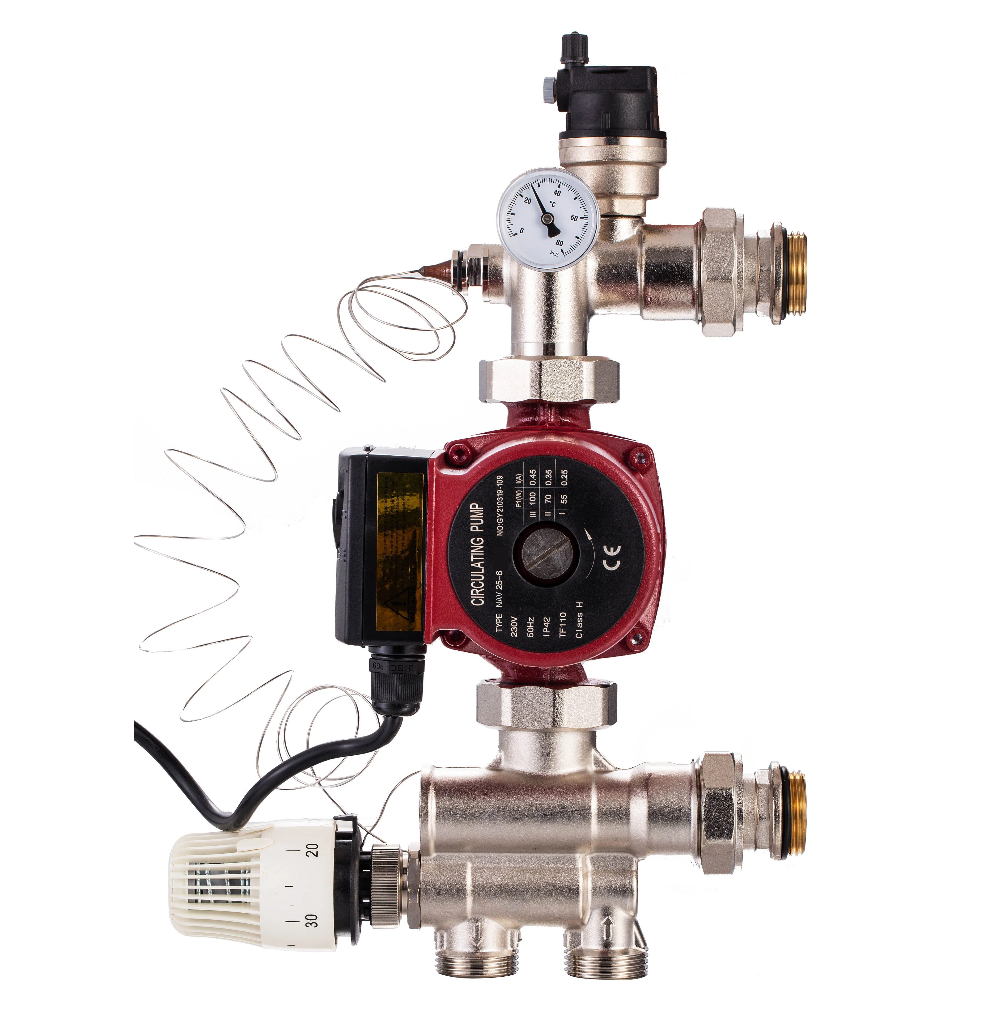 Radiant floor Hydronic manifold system with underfloor heating pump control unit