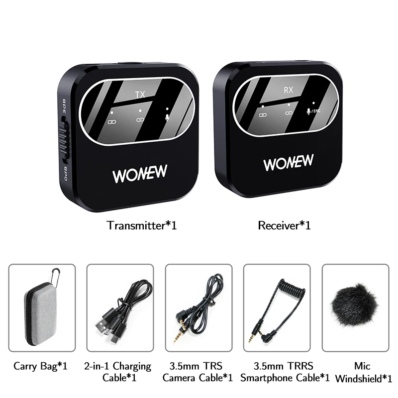2.4G Lavalier wireless microphone for DSLR Smartphone Laptop Live Interview with Noise Reduction Mini Lapel Recording Microphone