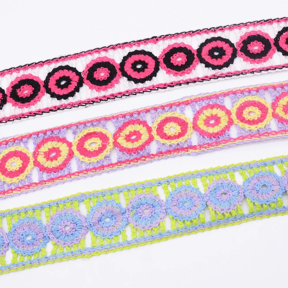 Crochet embroidery color customized design polyester lace trim