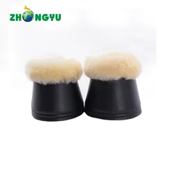 Hot Sale Rubber Bell Boots for Horses White Cheap Sheepskin Bell Boots