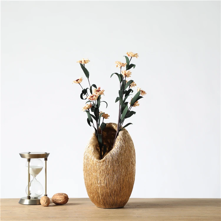 Wholesale elegant luxury unique design tabletop resin vase for home decor
