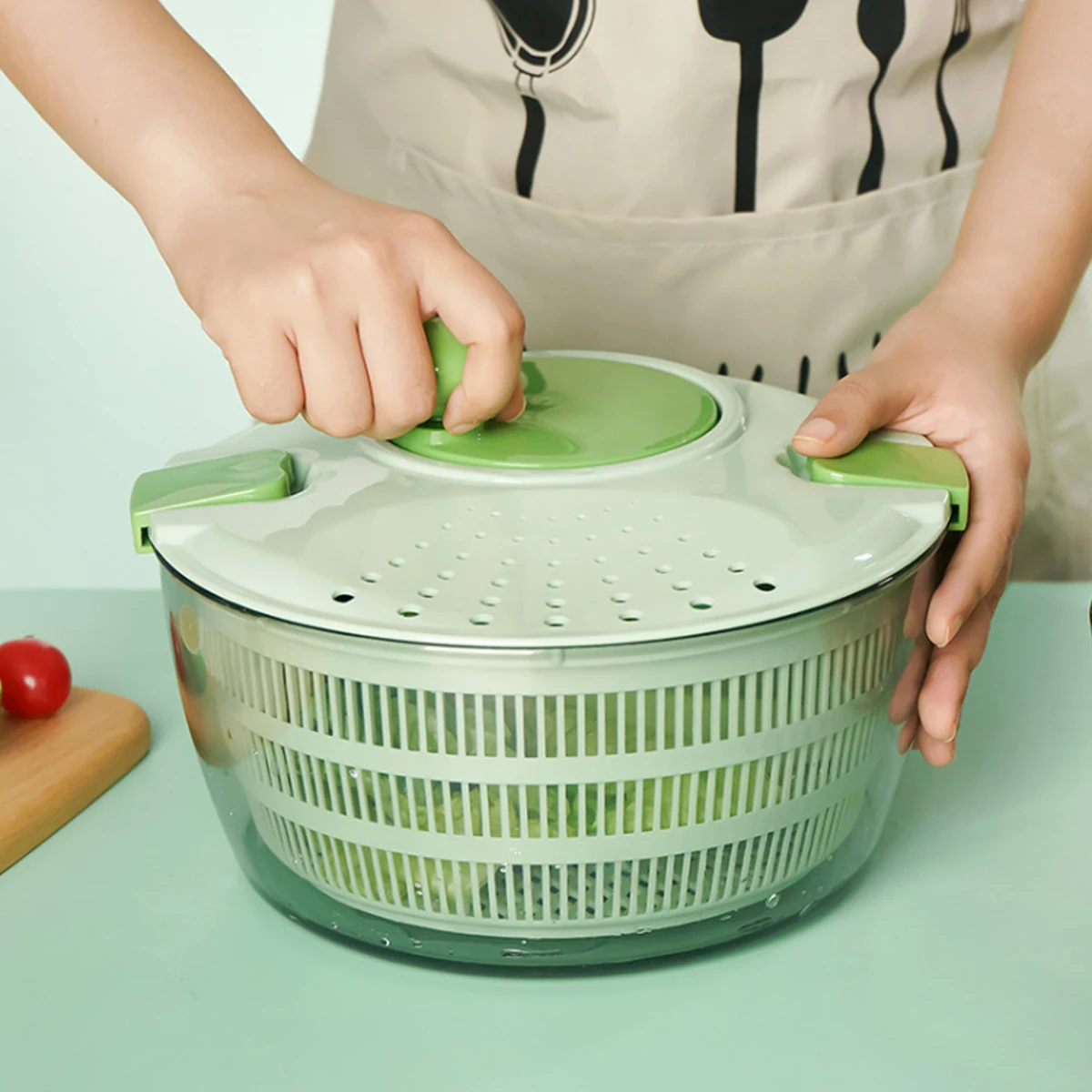 Topwill Hot Selling Household Manual Plastic fruit Mixer Salad Dryer Kitchen Salad Tool PP+PS Vegetable Spinner