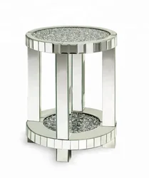Sparkly Living Room Mirrored Flower Display 2 Layer Crushed Diamond Insert Lamp Table Home Hotel