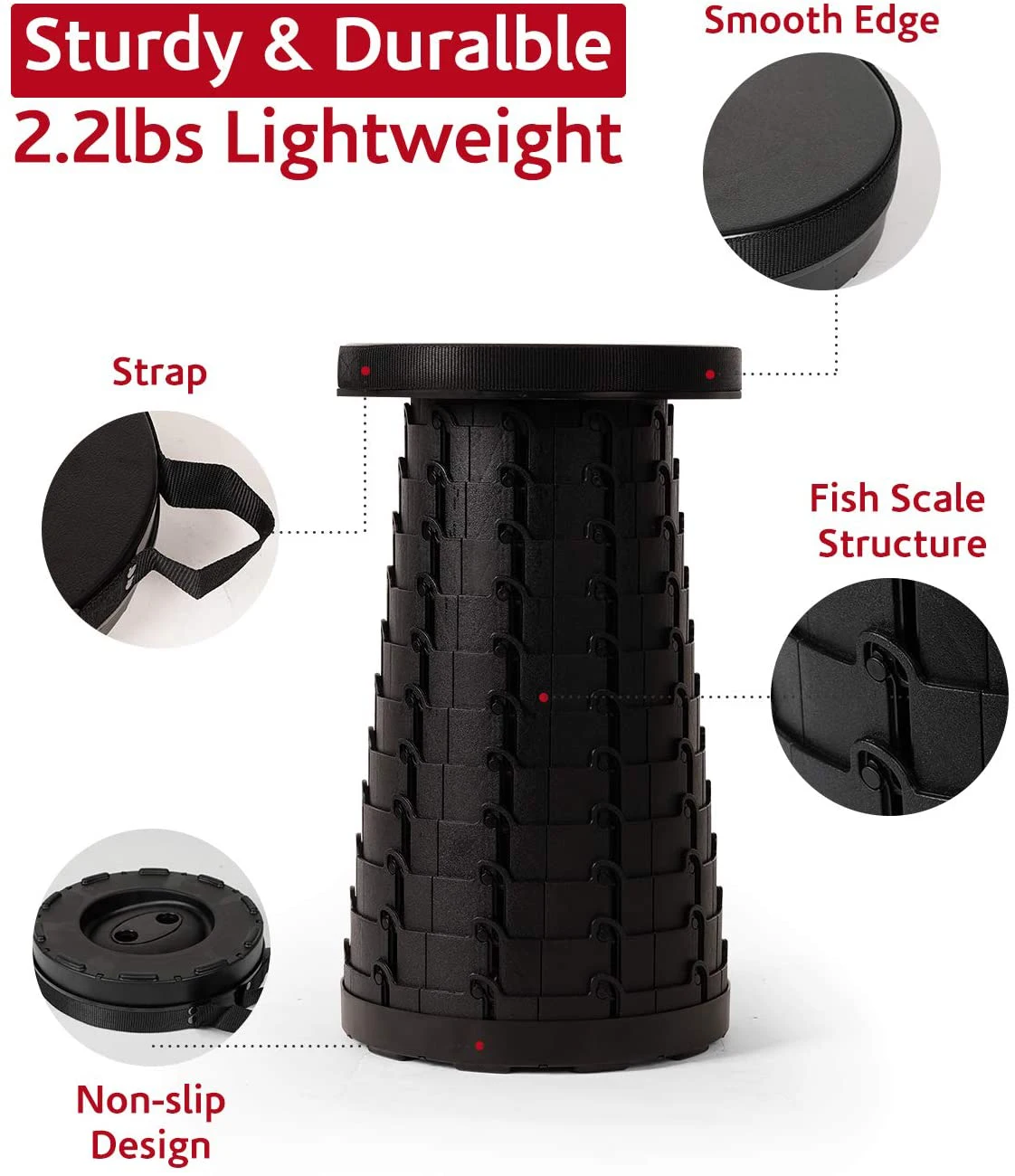 Retractable chair folding stool camping portable telescopic stool for hiking garden outdoor