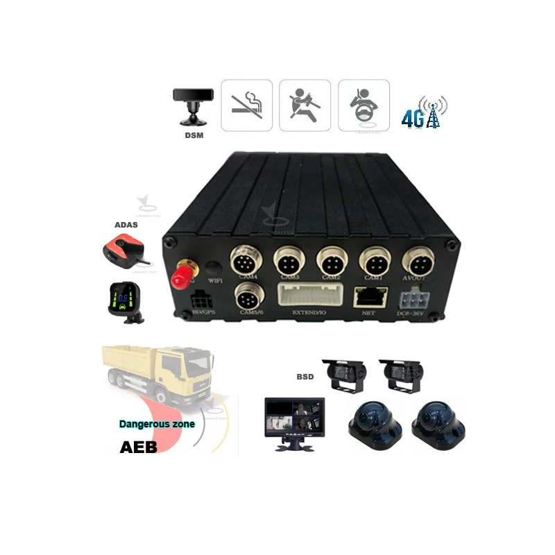 4g mdvr with driver fatigue sensor ADAS camera for fleet safety guard tour system