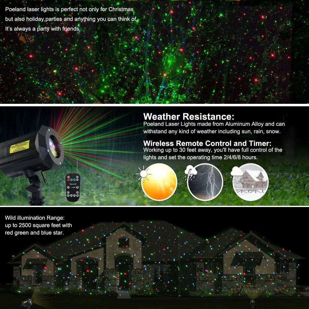 Shenzhan wholesale Outdoor Christmas Light rgb Star moving light Shower tree projector decoration X-33P-B