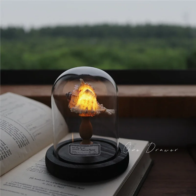 Ocean island retro shell sea urchin conch lamp night light ornaments handmade DIY material package desktop ornaments