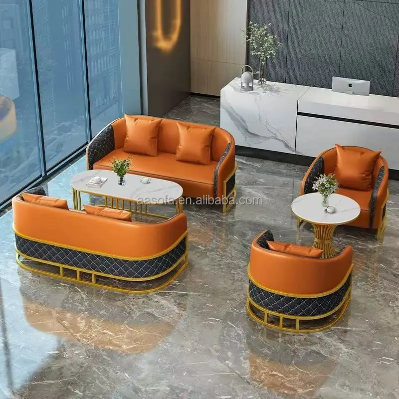 Modern restaurant sofa Office Negotiating Sofa Casual Rest Area Beauty Salon Meeting chair Hotel Reception Table chair bench set