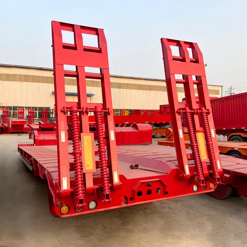 Лидер продаж 3-осевой сверхпрочный низкорамный полуприцеп 60 тонн 100 трейлер