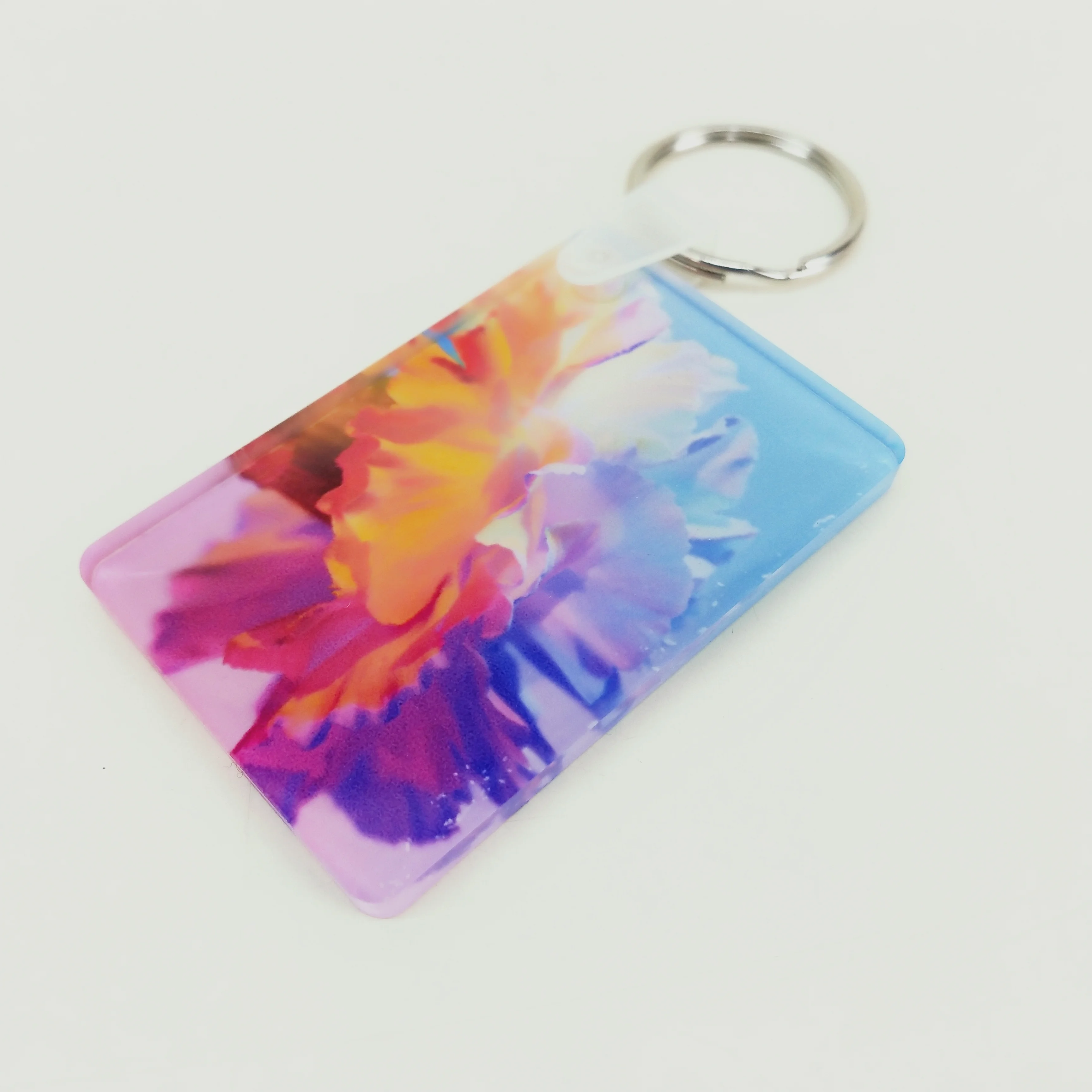 Newly Sublimation Blanks Rectangle Acrylic Keychain Heat Press Key Ring Factory