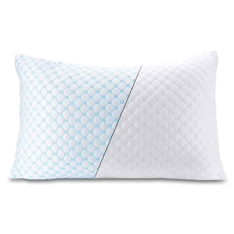 Double-sided cooling cool feeling slow rebound memory foam crushed sponge filled bamboo fiber pillow