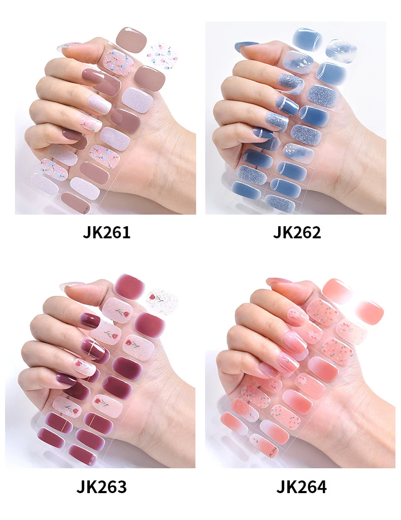 Korean Style New Gel Nail Sticker With Uv Lamp Gel Nail Wraps Gel Nail Stickers Semi Cured Unas