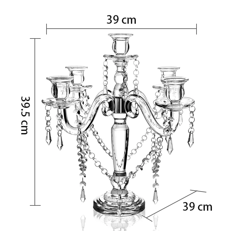 Shining  fashion  New Arrival Wedding Table Decoration Crystal Candlestick Crystal 5arms Candelabra