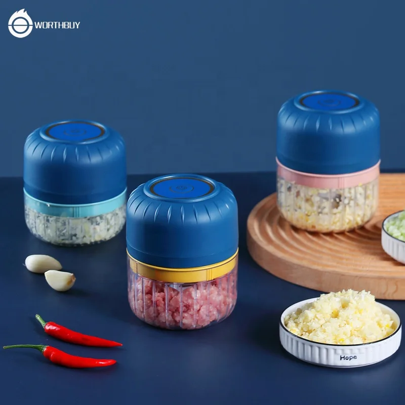 Rechargeable Baby Food Blender Handheld Portable Garlic Mincer Pepper Wireless Electric Mini Garlic Chopper With USB Cable