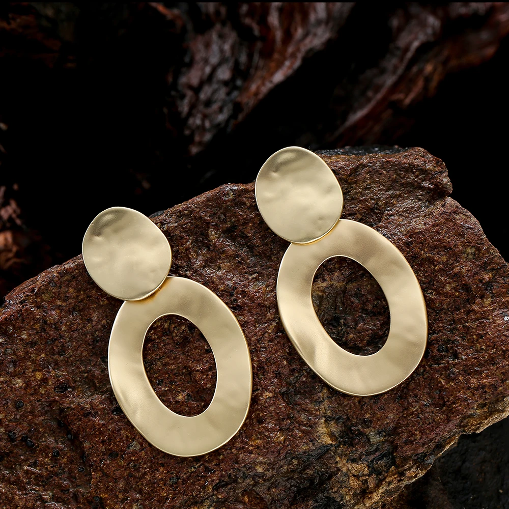 TongLing Geometric Drop Earrings for Women Trendy Oval Hanging Dangle Earrings for Party Fashion Jewelry Accessories Girl Gifts