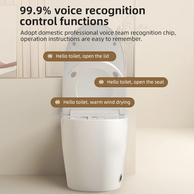 Kidolux Automatic Flush Electric Ceramic Toilet Bowl Floor Mounted Intelligent Bathroom WC Includes Seat Heating WC Smart Toilet