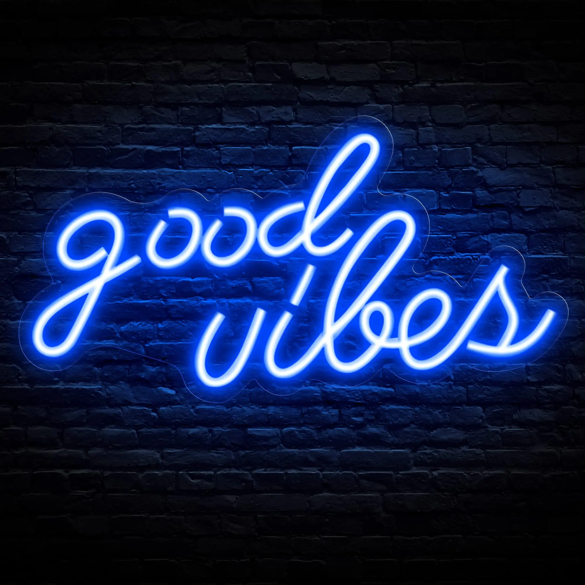Blue Good Vibes Neon Sign LED for Wall Decor Neon Lights for Bedroom Neon Wall Signs