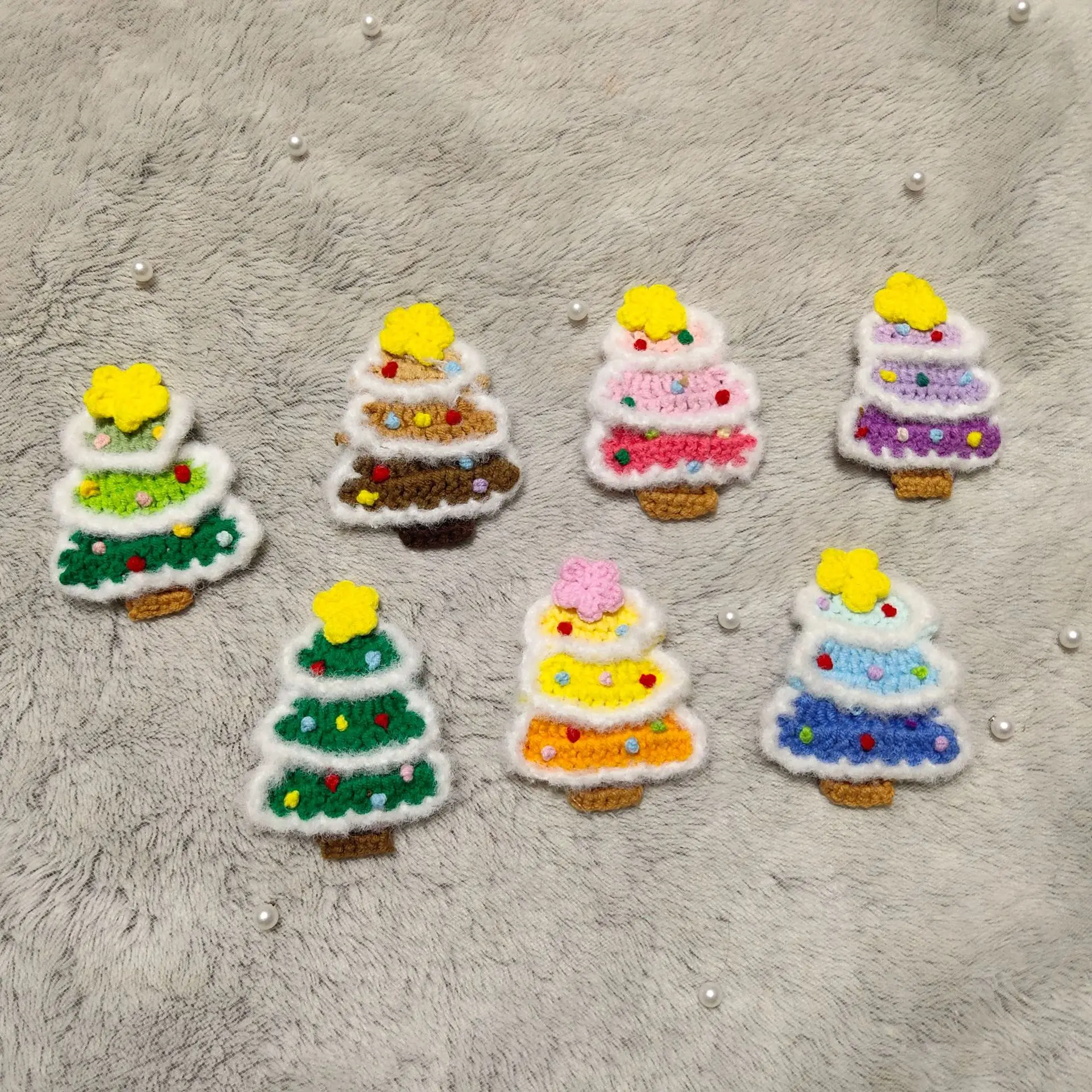 2024 Hand-crocheted knitted hairpin Cute knit hairpin Christmas tree hairpin christmas ornaments gift for girls