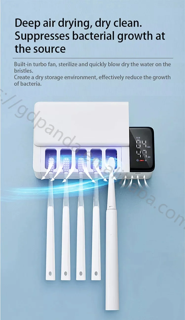 Slide cover open desig Wholesale Portable Uva Uvc Electric Toothbrush Sterilizer With Fan Mini Gift Toothbrush Sterilization Box