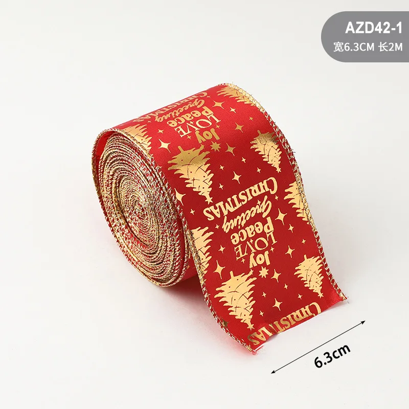 6.3cm Xmas Tree Decor Supplies Christmas Ribbon Wire Edge Handmade Christmas Ribbon Bow Red Christmas Ribbon Roll