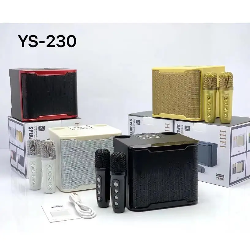 YS230 USB/TF/Aux 10 Вт колонки Midrange с двойным микрофоном для караоке 4-дюймовый портативный bluetooth-динамик беспроводной для домашней вечеринки