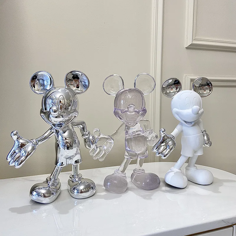 Mickey resin ornament, home decor, living room cute wine cooler handheld office boy, mouse entry silver clear