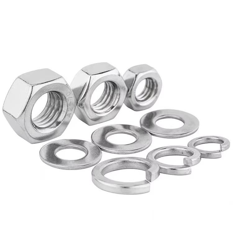 304/316 Stainless steel hexagon nut set Flat washer Spring washer combination screw cap 201 washer M2-M33