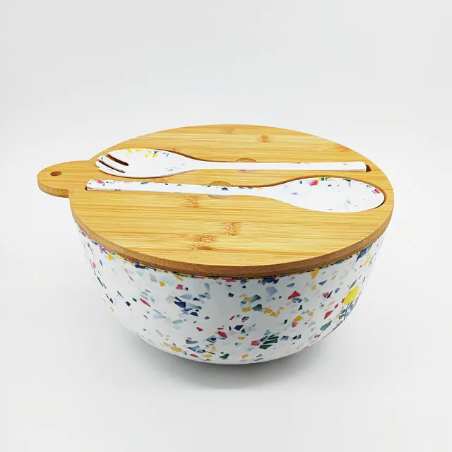 Salad Bowl Sets with Bamboo Lid Spoon & Fork OEM Workable