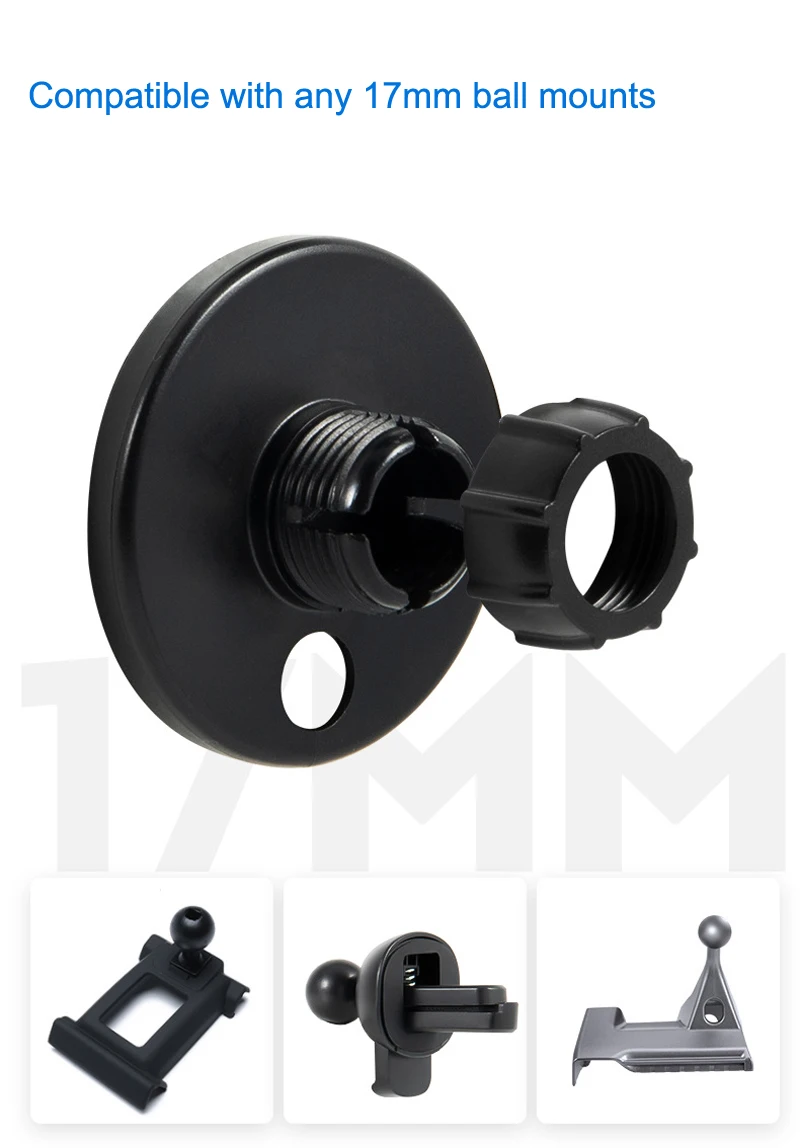 17mm Ball Mount Car Accessories Universal Replacement Frame Phone Holder from for Magasfe Charger iPhone 16 15 14 13 12