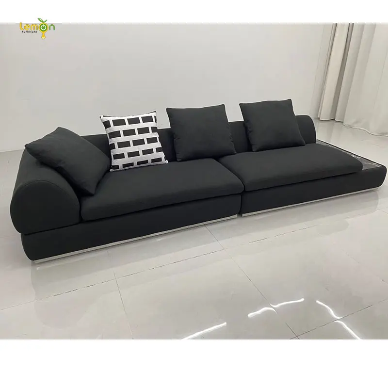 Italian minimalist new Milan fabric sofa villa large flat straight corner combination