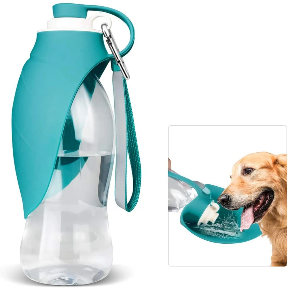 
20 OZ pet plastic water bottle for dogs with Drinking Cup Bowl Outdoor Hiking, Travel for Puppy Cats Rabbits and Other animals 