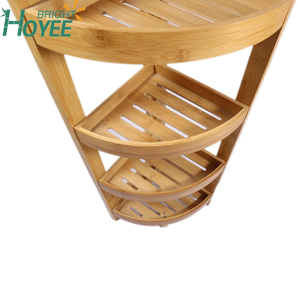 Bamboo Bathroom Storage 3 Tier Corner Shelf Rack Unit Shelves Stand