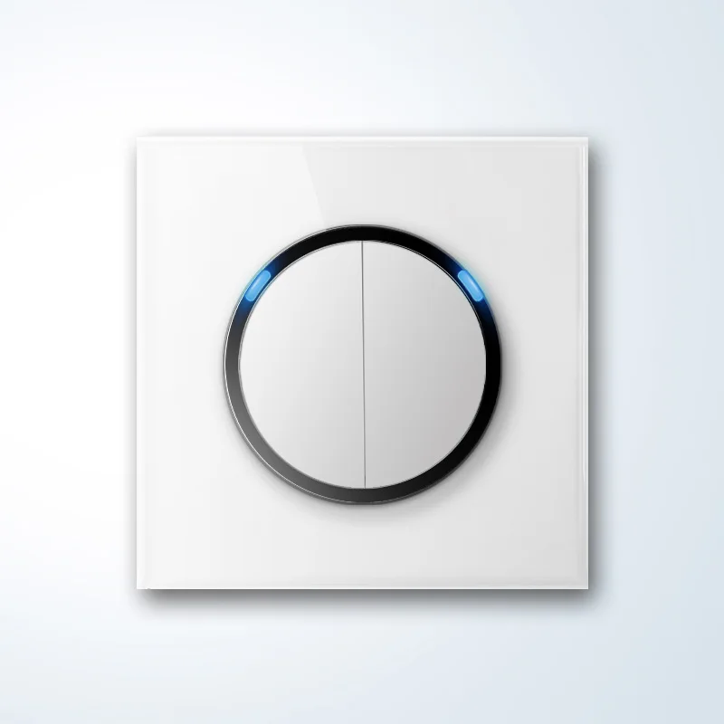 YINKA White Switch Socket Panel Single and Double Control Mirror Wall Tempered Glass Point Switch Panel Home