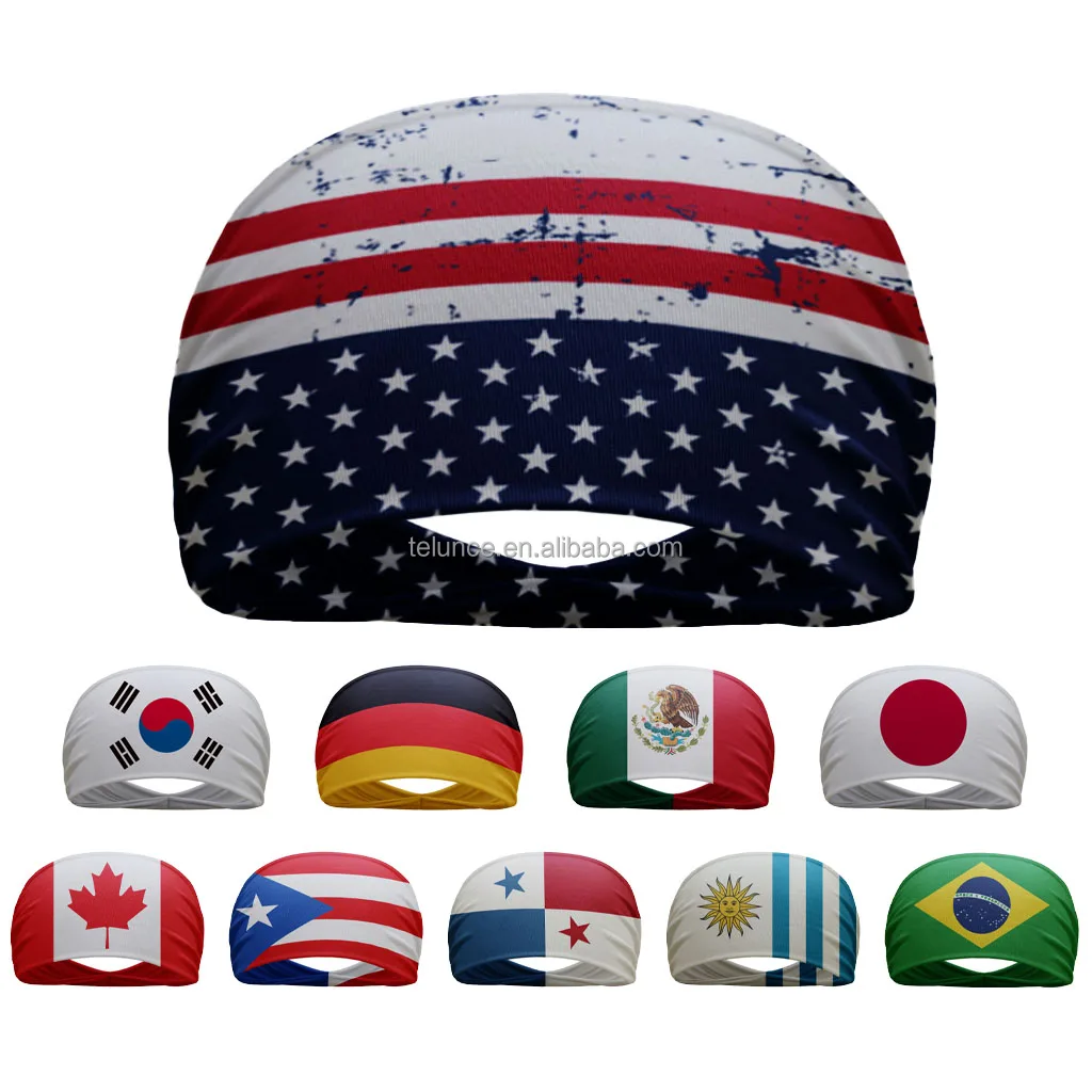 PURE Custom Solid Flag Sports Headbands Wholesale Baseball Football Running Workout Sweatband Hair Headbands Women Men