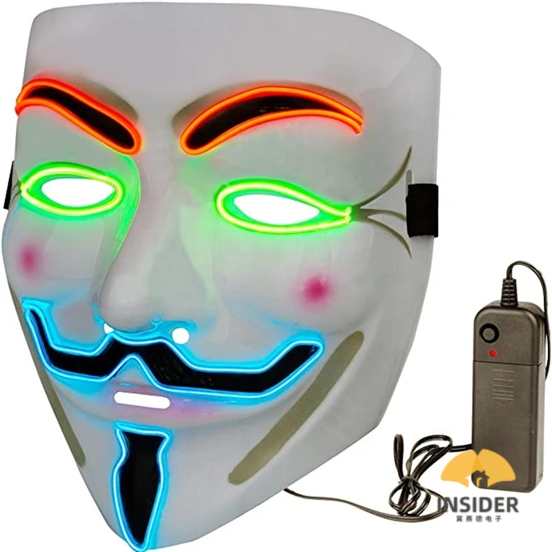 Multi Color LED Hacker Mask,Light Up Halloween Mask For Cosplay,Costume