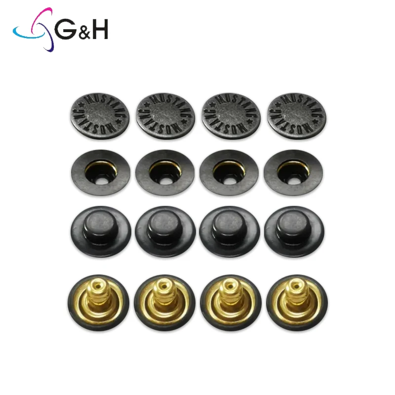 custom logo custom buttons logo brand metal snap button spring snap buttons